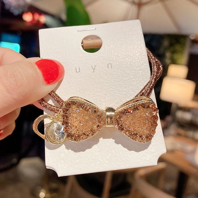 Cuerda para el cabello con lazo de diamantes de imitación, elegante tocado de aleación, cuerda para el cabello con cola de caballo, accesorios para el cabello estilo tendón de goma