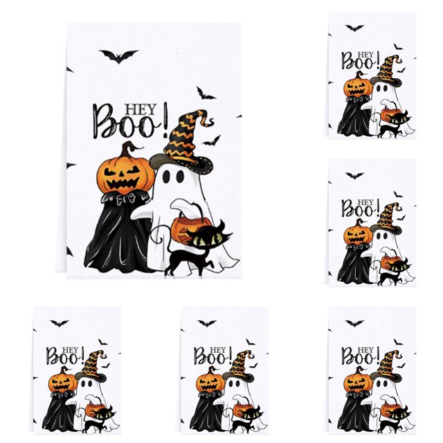 Kitchen Towel Set - Absorbent Microfiber Towels for Home Use Ideal for Drying Dishes and Bat Pumpkin Design Kitchen 2PCS,5-Pack