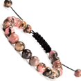 thumbnail image 1 of Natural Healing Power Gemstone Crystal Beads Unisex Adjustable Macrame Bracelets 8mm,Pink Black Rhodonite, 1 of 3