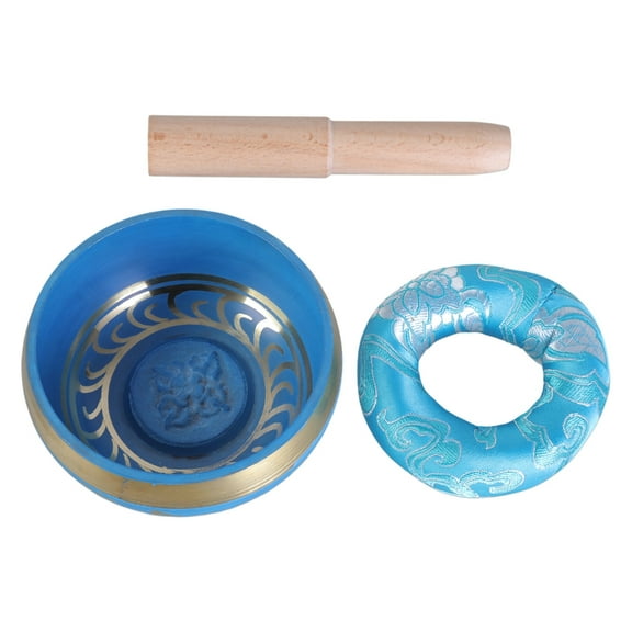 Nepal Tibetan Blue Buddhist Bowl Mallet Set Meditation Singing Bowls Kit for Home Bedroom Temple Yoga Studio Decoration Relaxing