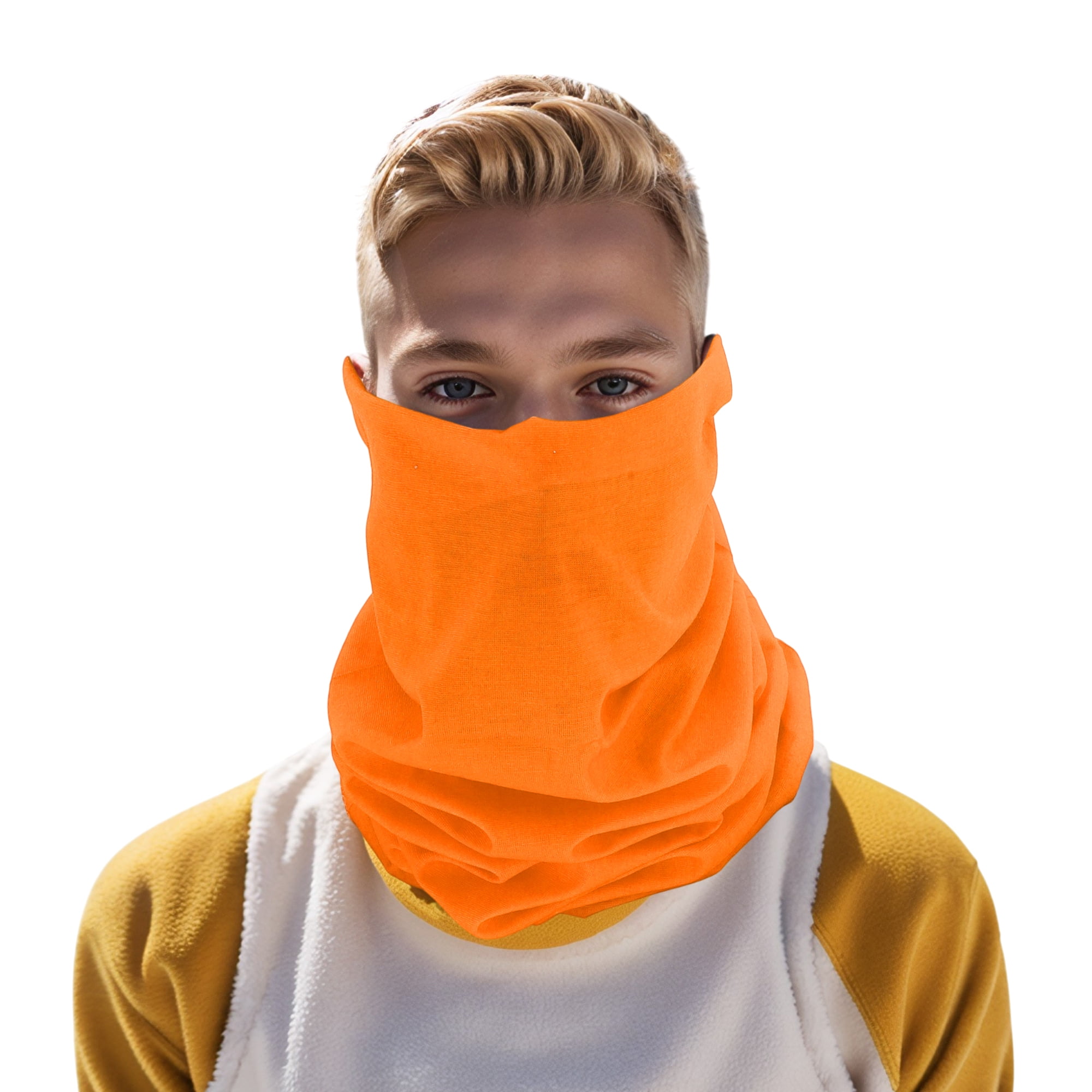 Unique Bargains Multi-function Face Scarf Mask 1 Pc Fluorescent Orange