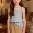 thumbnail image 3 of Big Girls T-Shirts Summer Casual Sleeveless Tank Top With Striped Design Vest Tops Tees Size 13-14T, 3 of 4