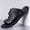 Brown, variant on Men Black Checkerboard Toe Ring Sport Slide Sandals SPORT Embossed Hollow Leather Slippers