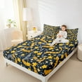 thumbnail image 4 of Feelyou Teens Vintage Filmstrip Twin Sheet Sets, Kawaii Star Print Twin Fitted Sheet, Navy Gold Cartoon Flat Sheet, Super Cozy Room Decor, 3pcs, 4 of 7
