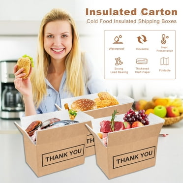 HomeLife 10pcs Aluminum Foil Insulation Cardboard Box for Fruit Vegetable Fresh Food Express Cold Chain Carton Instead of Foam Box, Size XL