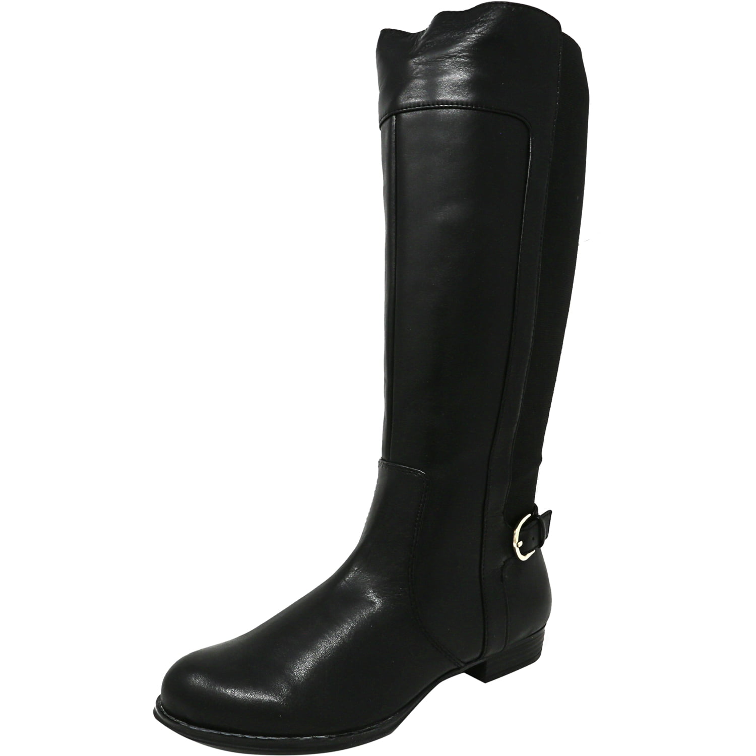 Isaac Mizrahi Live Women's Toby Leather Black Knee-High Equestrian Boot ...