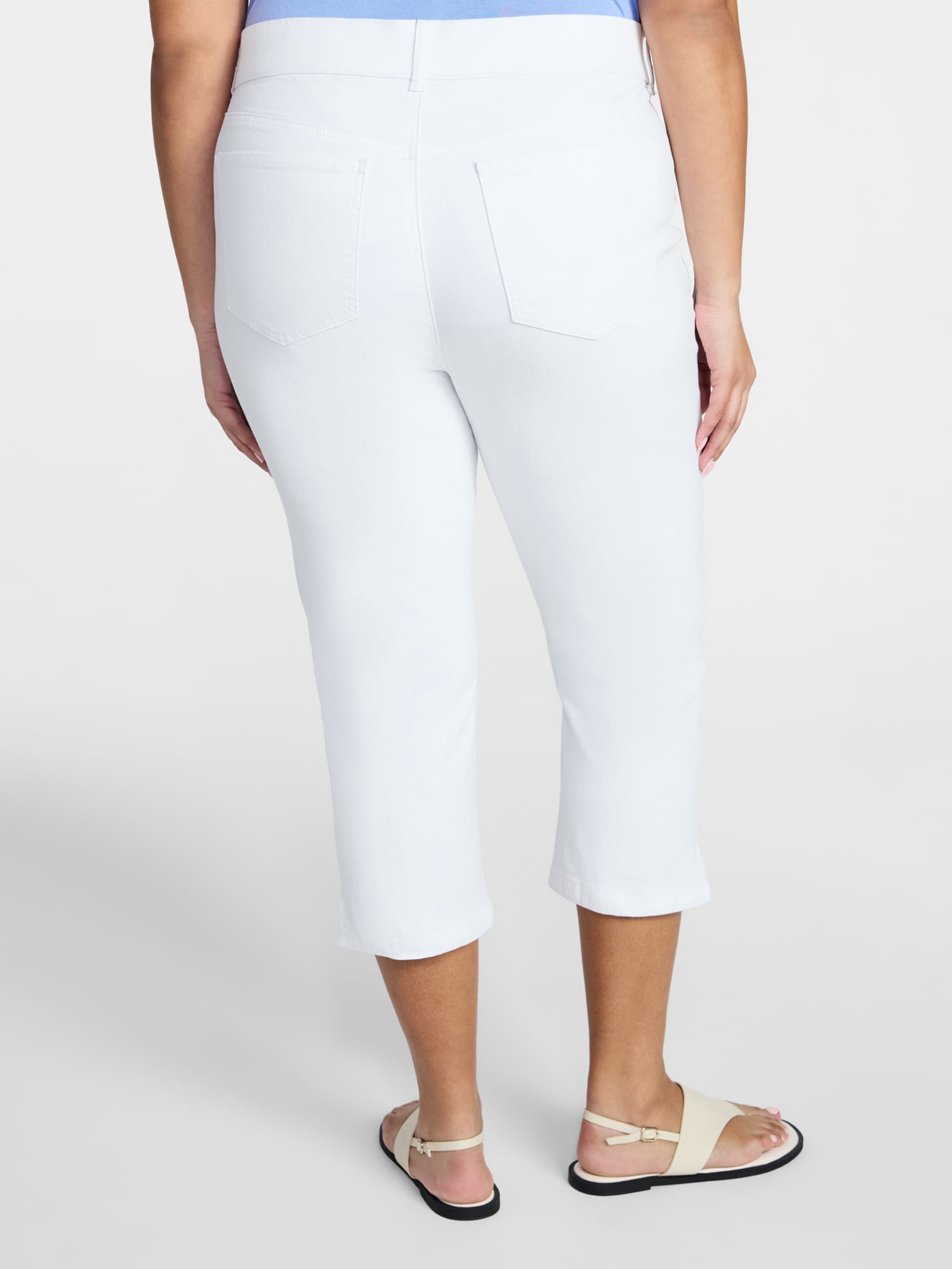 Terra & Sky Women's Plus Pull On Jegging Capri Pants with Control Panel, Sizes 0X-5X