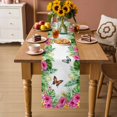 thumbnail image 2 of Tropical Spring Table Runner 72 Inches, Floral Leaves Butterflies Watercolor Bed Runner Dresser Scarves Tabletop for Indoor Outdoor Parties/Ceremony/Banquet, 16" x 72", 2 of 9