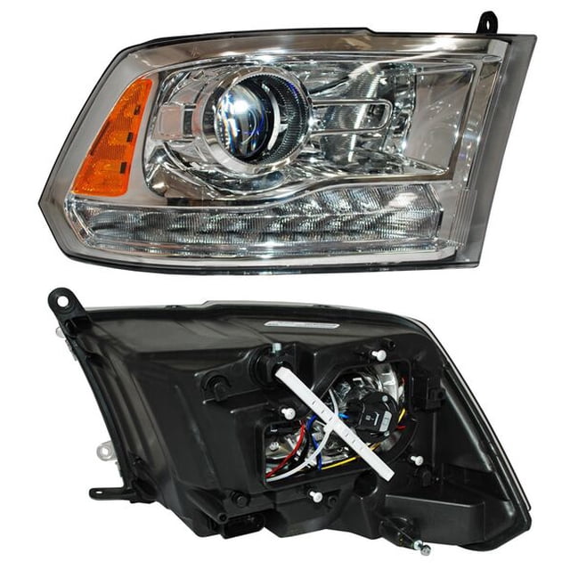 Faro Principal Pickup 2016 A 2017 Dodge TYC LADO PASAJERO Fondo cromado Con luz de día