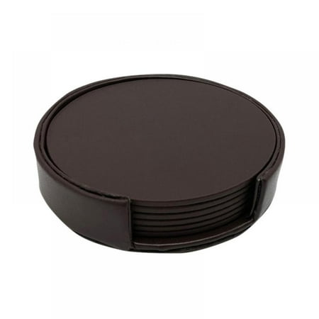 

Leather Coasters with Holder Set of 6 Marble Coasters for Drinks Funny Housewarming Gift Round Cup Mat Pad for Home and Kitchen