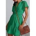 thumbnail image 5 of AURA Womens 2026 Summer Short Dress V Neck Short Sleeve A Line Hollow Out Lace Ruffle Cute Casual Beach Party Dresses, 5 of 8