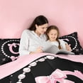 thumbnail image 5 of meiyoeat Pink Monogram Bowknot 7-Piece King Bedding For Kids,Girls Ribbon Bow Letter C King Bed In A Bag Bowtie Lovers,Pink Reversible, 5 of 7
