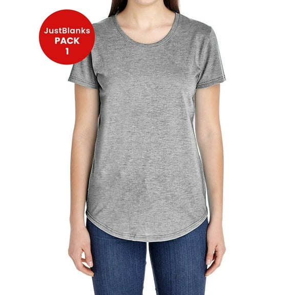 JustBlanks Softstyle Women Triblend T Shirt Moisture Management Properties Taped Neck Narrow Width Rib Collar