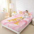thumbnail image 4 of Homewish Initial A Letter Twin Sheet Sets for Girls, Romantic Gold Rose Twin Fitted Sheet, Pink Marble Watercolor Flat Sheet, Ultra Soft Bedroom Decor, 3 Pieces, 4 of 7