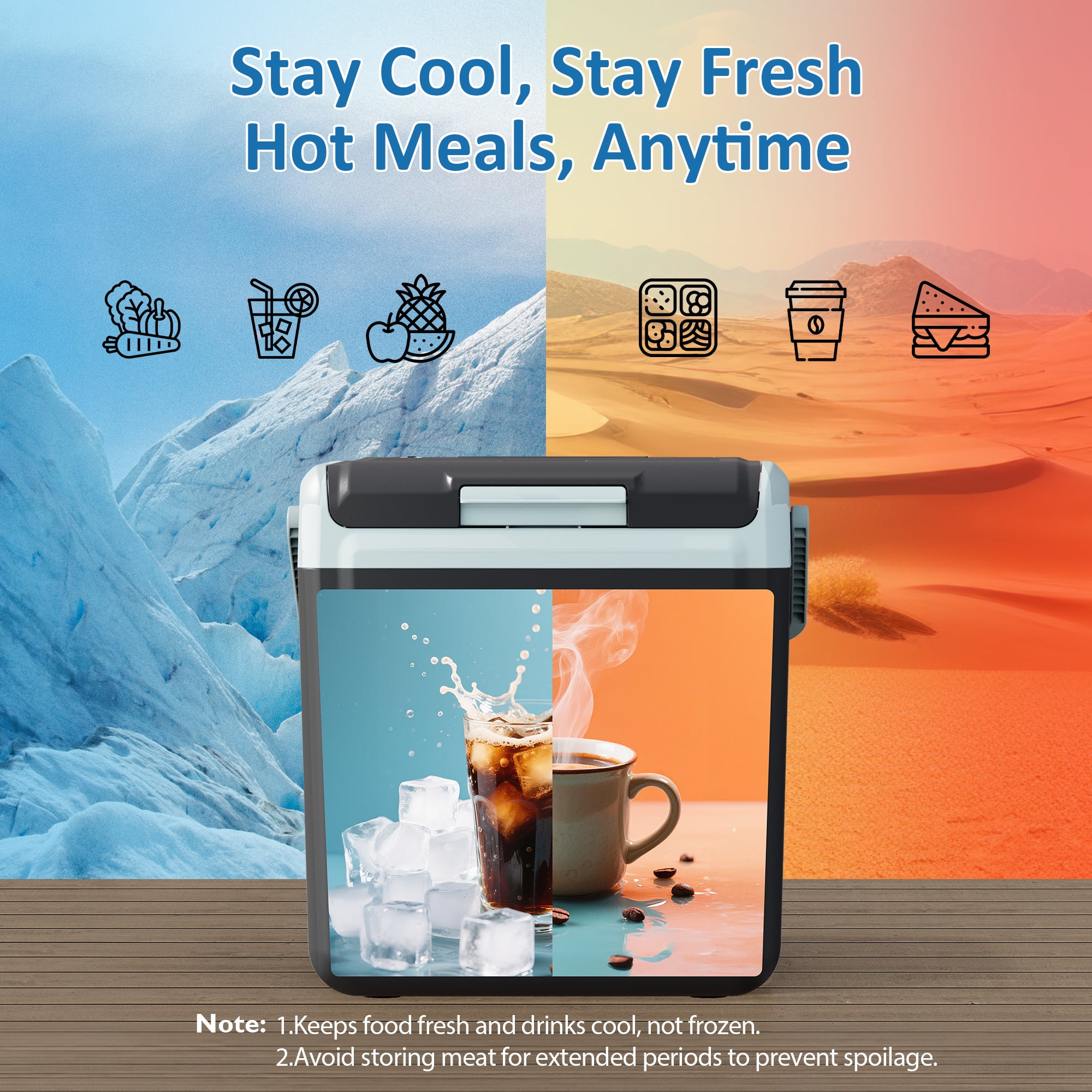 Sunvivi 25QT Portable Electric Cooler & Warmer with Handle – Mini Fridge for Car, Road Trips, Camping, Home, and Office, Black
