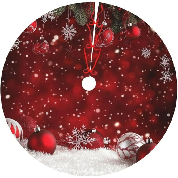 Christmas Tree Skirt Christmas Red Ball Winter 36 Inch for Xmas New Year Nightmare Before Christmas Decorations Lobby Home