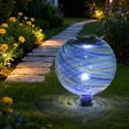 thumbnail image 4 of 12 Inch Swirl Glass Solar Gazing Ball – LED Globe Light, Decorative Outdoor Accent for Garden, Patio & Lawn,Outdoor Decor, 4 of 10