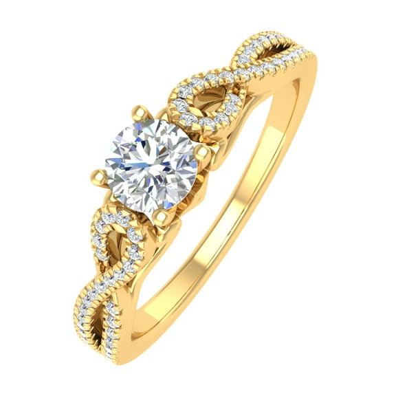 0.68 Carat Prong Set Diamond Twisted Engagement Ring in 14K Yellow Gold (Ring Size 8) (I1-I2 Clarity)