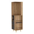 thumbnail image 1 of FM FURNITURE Ziton Corner Bar Cabinet External Shelves Brown Engineered Wood, 1 of 8