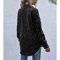 thumbnail image 6 of CILENON Women's Casual Jackets Women's Corduroy Lapel Single Breasted Shirt Long Sleeve Loose Casual Coat (Black,L), 6 of 8