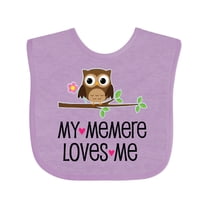 Inktastic My Memere Loves Me Grandchild Owl for Girl Girls Baby Bib