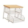 thumbnail image 1 of DimyFew Coffee Station Organizer Wooden Coffee Counter Shelf Iron Rack with Large Capacity Drawer for Cup Snack Tea Bag Storage Suitable for Dining Table Offi Double Layer, 1 of 8
