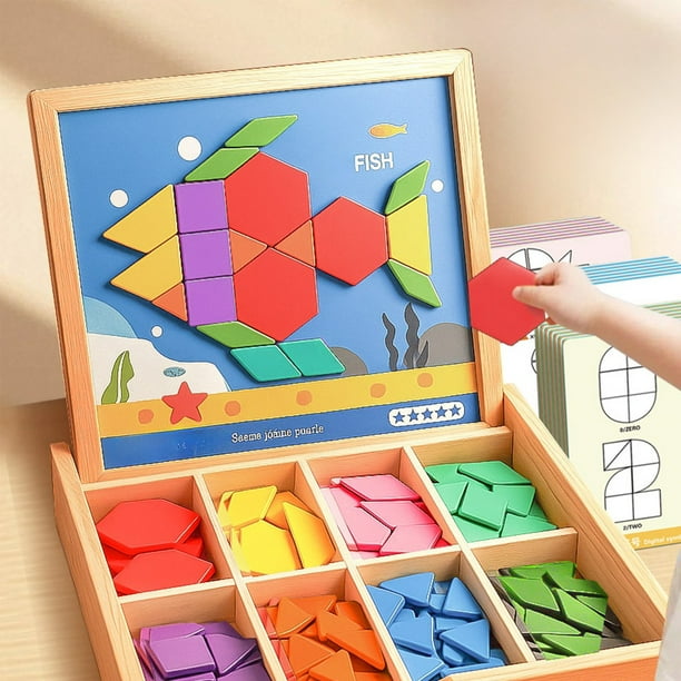 Magnetic Puzzle Puzzle For Ages 3 To 6 Puzzle Tangram Toy Thinking Training Intelligence Magnetic Solid Geometry Building Blocks