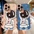 thumbnail image 2 of Compatible con iPhone 13 Pro Max 5g Estuche Astronauta Mujeres Niñas Estuche Cuadrado de Color Sólido Lente de Cámara Protección Completa Silicona Suave Planeta Ca, 2 of 5