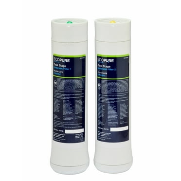 EcoPure ECODWF Dual Stage Water Filter, NSF Certified, Replacement Filter Set (Fits ECOP20 System)