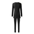 thumbnail image 4 of 2024 Women Two Piece Outfits Set Long Sleeve V Neck Slit Hem Tee Shirt High Waist Pants Tracksuit Dressy Pant Suits for Women Petite Pant Suits for Women Dressy Wedding Women's plus Suits Dressy Pant, 4 of 4