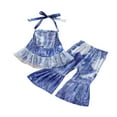 thumbnail image 2 of PENGXIANG Girls Tie-dye Set Sleeveless Halter Tops Flared Trousers, 2 of 5