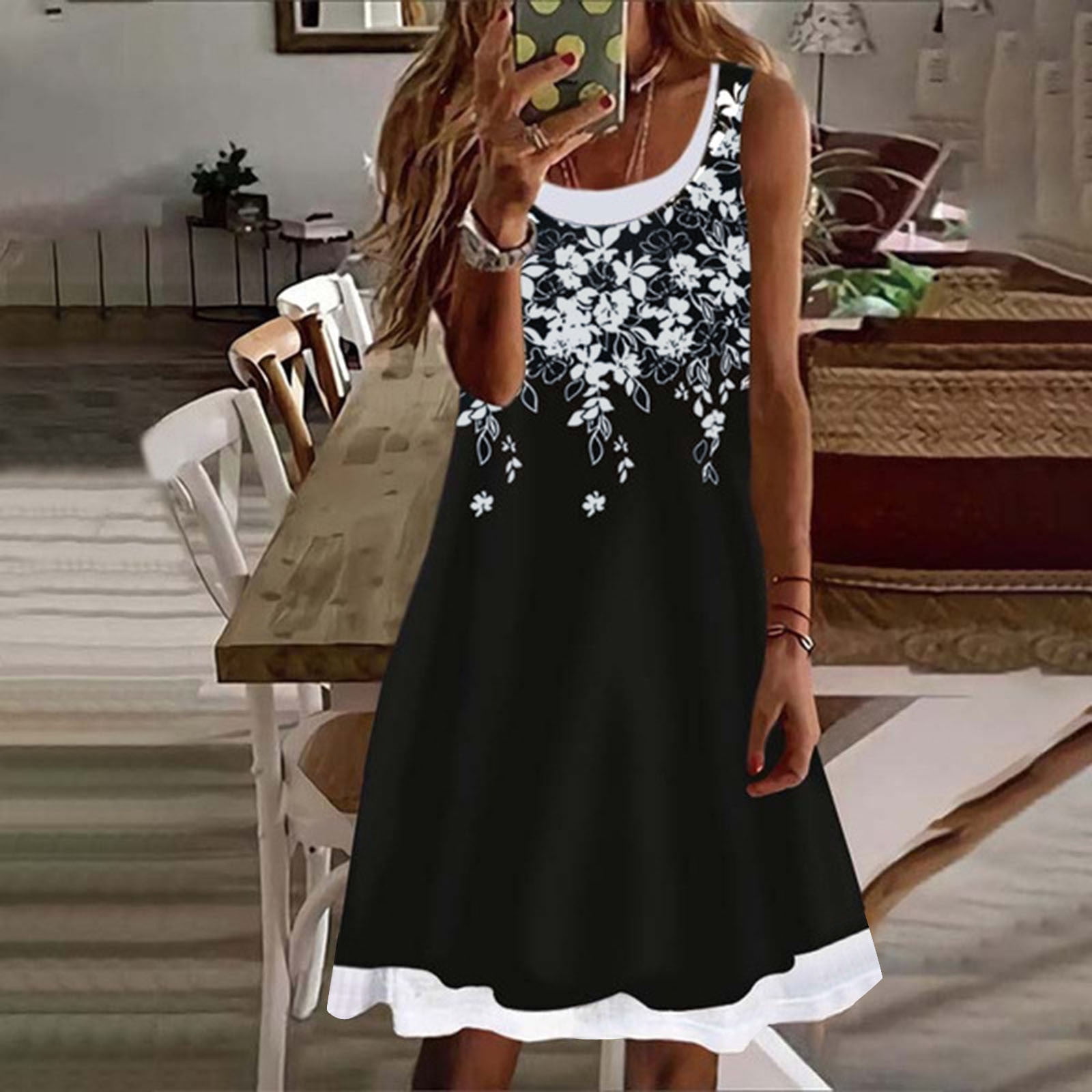 KaLI_store Long Sleeve Homecoming Dresses Women's Summer Dresses Casual V  Neck Button Down 3/4 Sleeve Floral Print Loose Flowy Shirt Dress White XL -  Walmart.com
