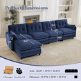 thumbnail image 6 of Sectional Sofa with Ottoman, L Shaped 4 Seat Chenille Cloud Couch with Chaise, Modular Sectional Sofa Sleeper Living Room Furniture Set, Blue, 6 of 6