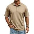 thumbnail image 2 of Dwelliawo Men's casual quick-drying mesh golf t-shirt (POLO shirt) Beige S, 2 of 5