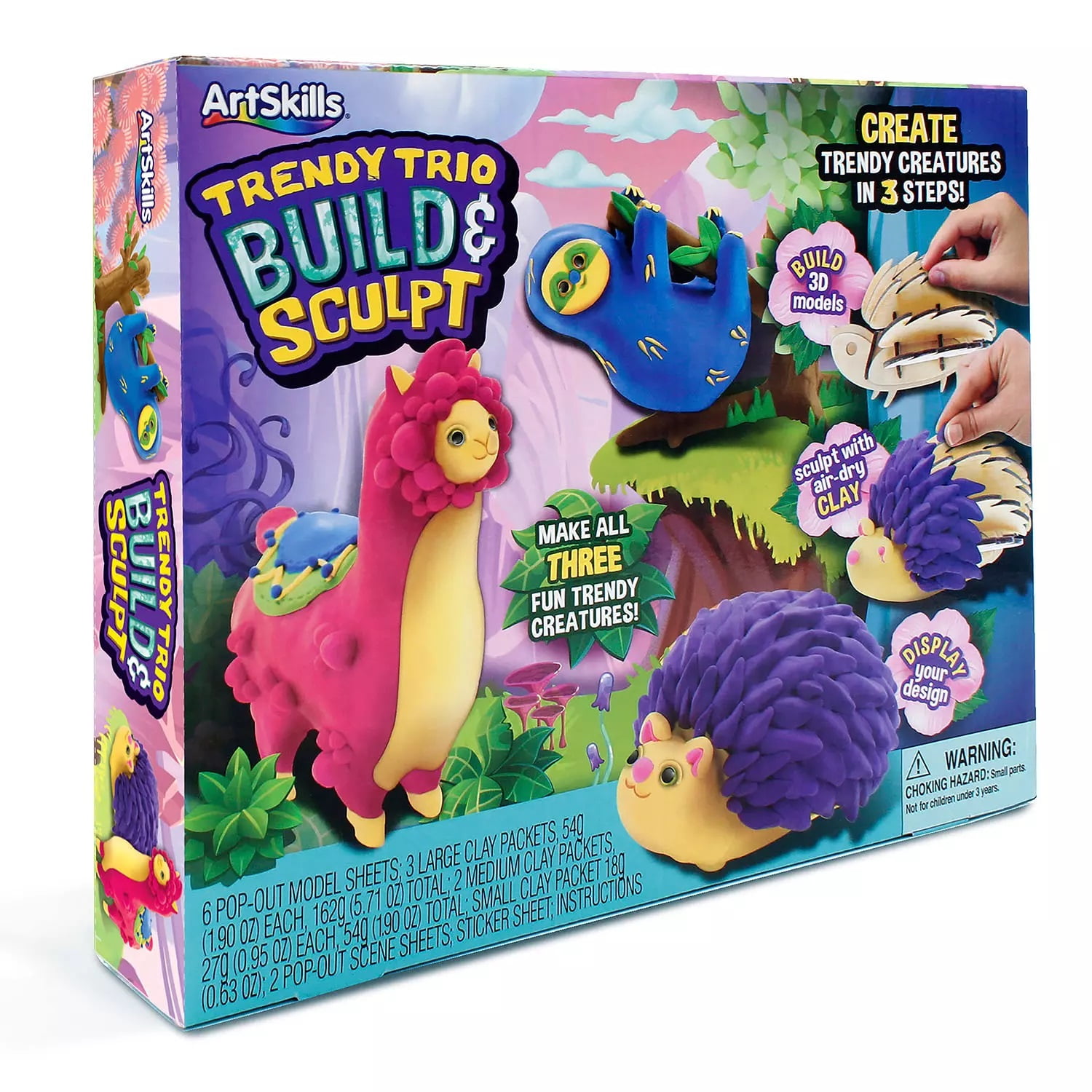 ArtSkills Kids Build & Sculpt Animal Air Dry Clay Kit, 3 Piece