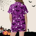 thumbnail image 4 of Gelikeya Toddler Silk Pajamas Size 12-13 Halloween Pajamas Button Down Tops Shorts 2pcs Outfits All Saints' Day Sleepwear Toddler Pajamas 2-13Y (Purple, 12-13 Years), 4 of 4