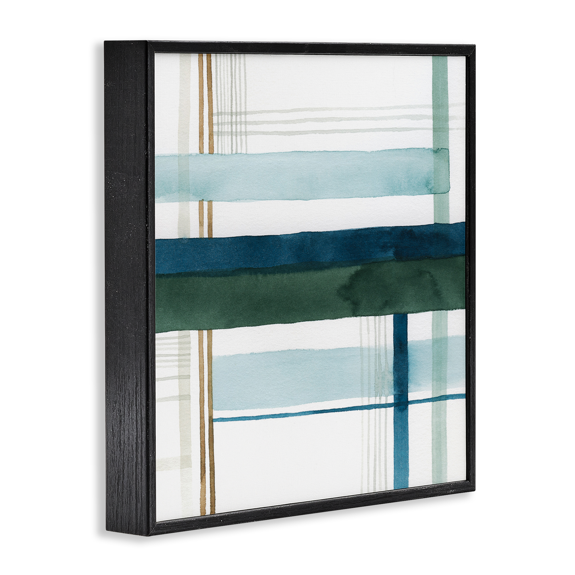 Stupell Industries Woven Green Hue Pattern Abstract Painting Black Framed Art Print Wall Art, 24 x 24