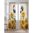 thumbnail image 2 of Sheer Curtains 108 Inches Long 2 Panels Set for Living Room, Bathing Roosters Semi Sheer Curtains for Windows, Farmhouse Sunflower Vintage Burlap Voile Window Treatments Rod Pocket Curtain, 2 of 7