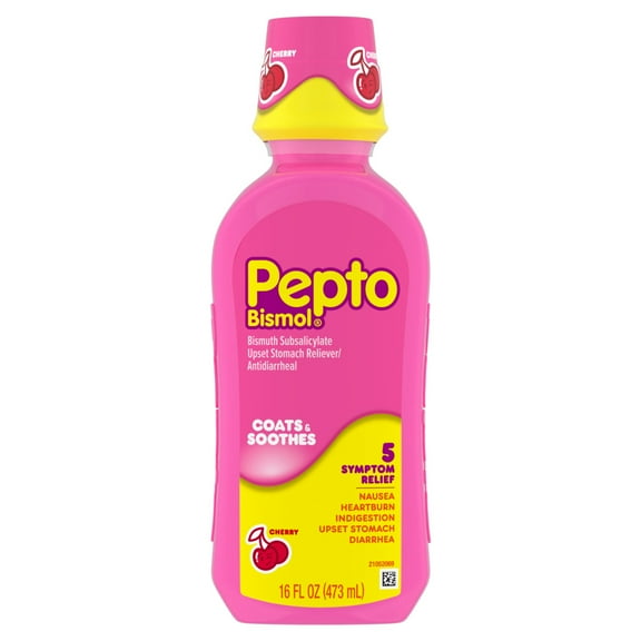 Pepto Bismol Liquid, Indigestion and Anti-Diarrhea Stomach Relief, Cherry, 16 Fl oz
