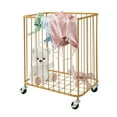 thumbnail image 2 of Modern Gold Metal Laundry Hamper with Wheels Large-size Metal Laundry Basket Cart, 2 of 11