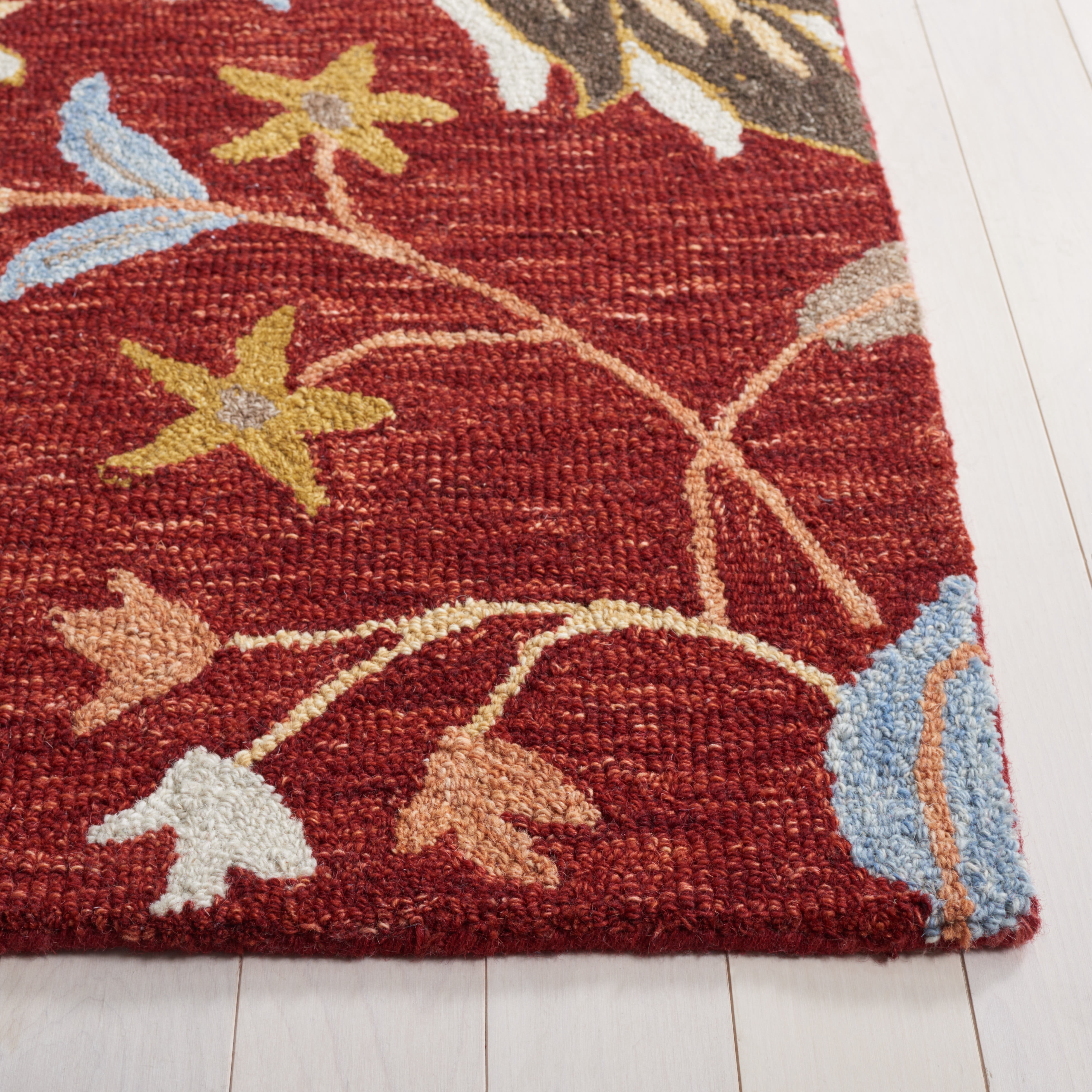 SAFAVIEH Jardin Jimmy Floral Area Rug, Red/Orange, 6' x 6' Square