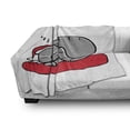 thumbnail image 3 of Christmas Soft Flannel Fleece Blanket, Cat with Santa Claus Hat Whiskers on the Pillow Winter Night Cartoon Artwork, Cozy Plush for Indoor and Outdoor Use, 60" x 80", White Red Grey, by Ambesonne, 3 of 6