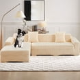 thumbnail image 2 of CJC Stretch Sectional Couch Covers - 2 pcs Spandex Sofa Covers with Elastic Bottom for L Shape Corner Sofa Furniture Protector (Beige, 3 Seat + 3 Seat), 2 of 15