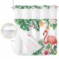 thumbnail image 2 of Pink Flamingo Birds No Hook Shower Curtain Waterproof, Bathroom Curtains with Snap in Liners and See Through Top Window, Summer Tropical Plants Flowers Hotel Style Bathtub Curtains Shower 72"Wx72"L, 2 of 8