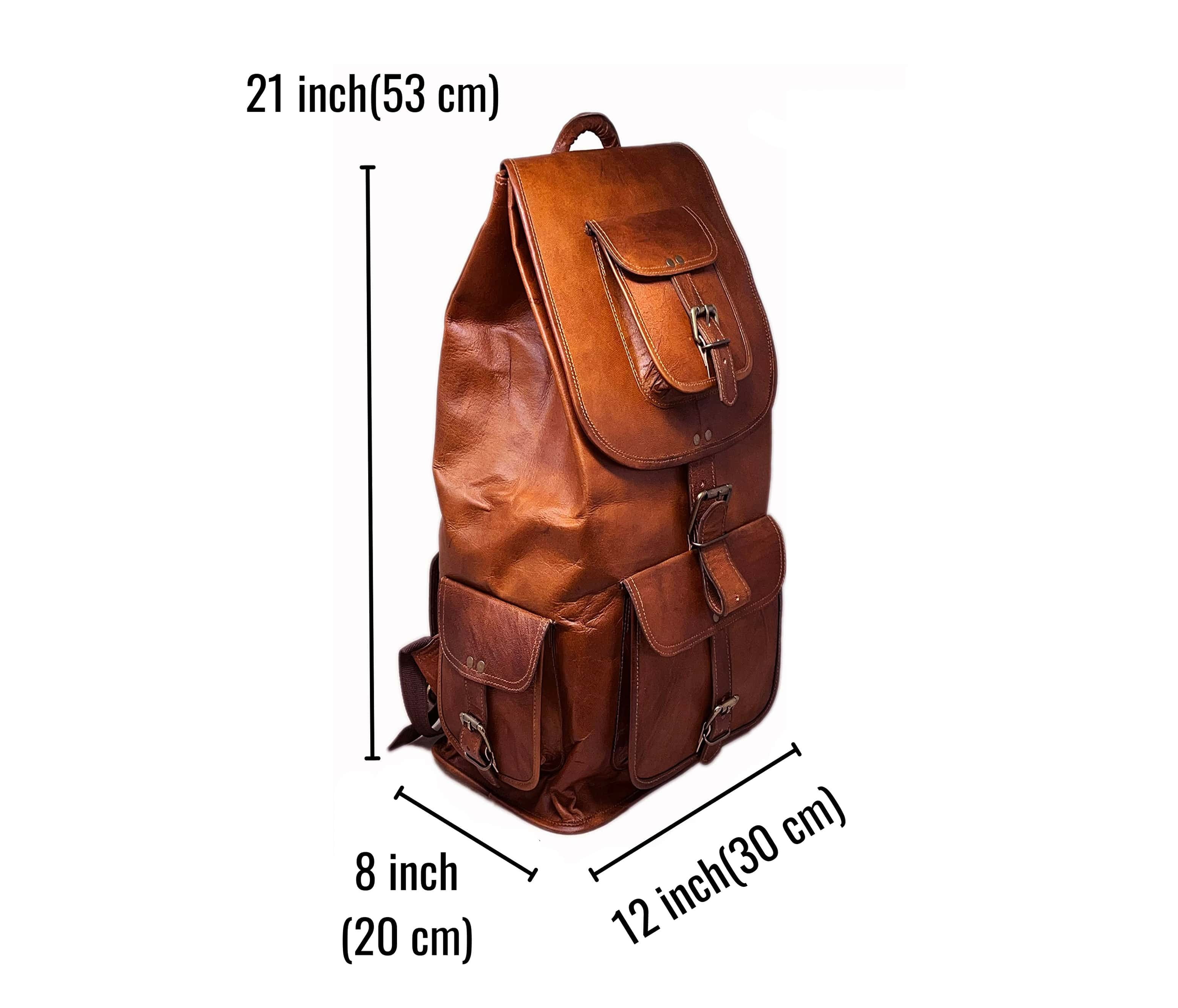 Leather Travel Backpack With Pockets Handmade Leather Rucksack For Women Men Leather Shoulder Bags Handbags Handles on sale Brown Leather Purse