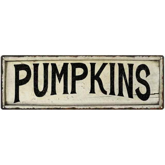 PUMPKINS Farmhouse Style Wood Look Sign Gift 6x18 Metal Decor 206180028253