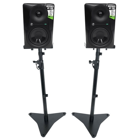 (2) Mackie MR524 5” 50w Powered Studio Monitors Speakers Adjustable Stands