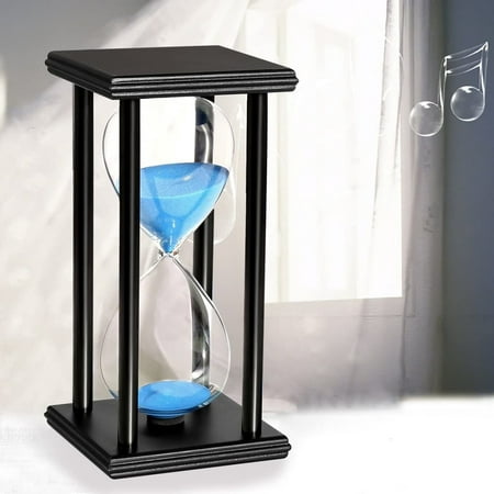 

Wood 30 Minute Hourglass Black Wooden Frame Sand Timer Clock Blue Sand Watch 30 Min Large Half Hour Glass Sandglass for Home Desk Offic black