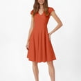 thumbnail image 1 of WILLBEST Vestidos Mono Informal De Manga Corta Con Cuello En V Y Color Liso Para Mujer, Falda Corta Con Vuelo Grande, Falda Informal De Verano, 1 of 3