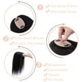thumbnail image 4 of MY-LADY 100% Remy Human Hair Silk Base Top Hairpiece for Women Clip in Topper Hand-made Top Toppee Hair Piece for Thinning Hair Loss Hair Grey Hair 6inch #1B Natural Black, 4 of 8